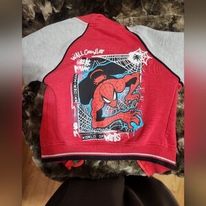 Spider-Man Red and Gray Hoodie With Printed Hood Size 4t